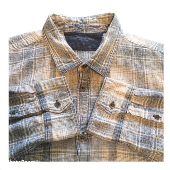 CALVIN KLEIN JEANS Button Down Shirt 
Blue and White
XL - Picture 3 of 6
